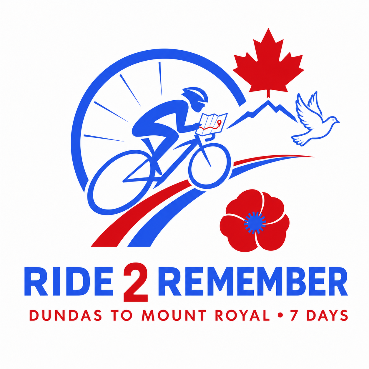 Ride 2 Remember logo with cyclist and map